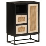 vidaXL Servantă, negru, 55x30x76 cm, lemn masiv de mango și fier vidaXL Servantă, negru, 55x30x76 cm, lemn masiv de mango și fier