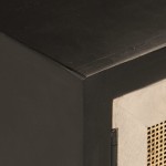 vidaXL Comodă TV, negru, 110x30x40cm, lemn masiv de mango brut și fier