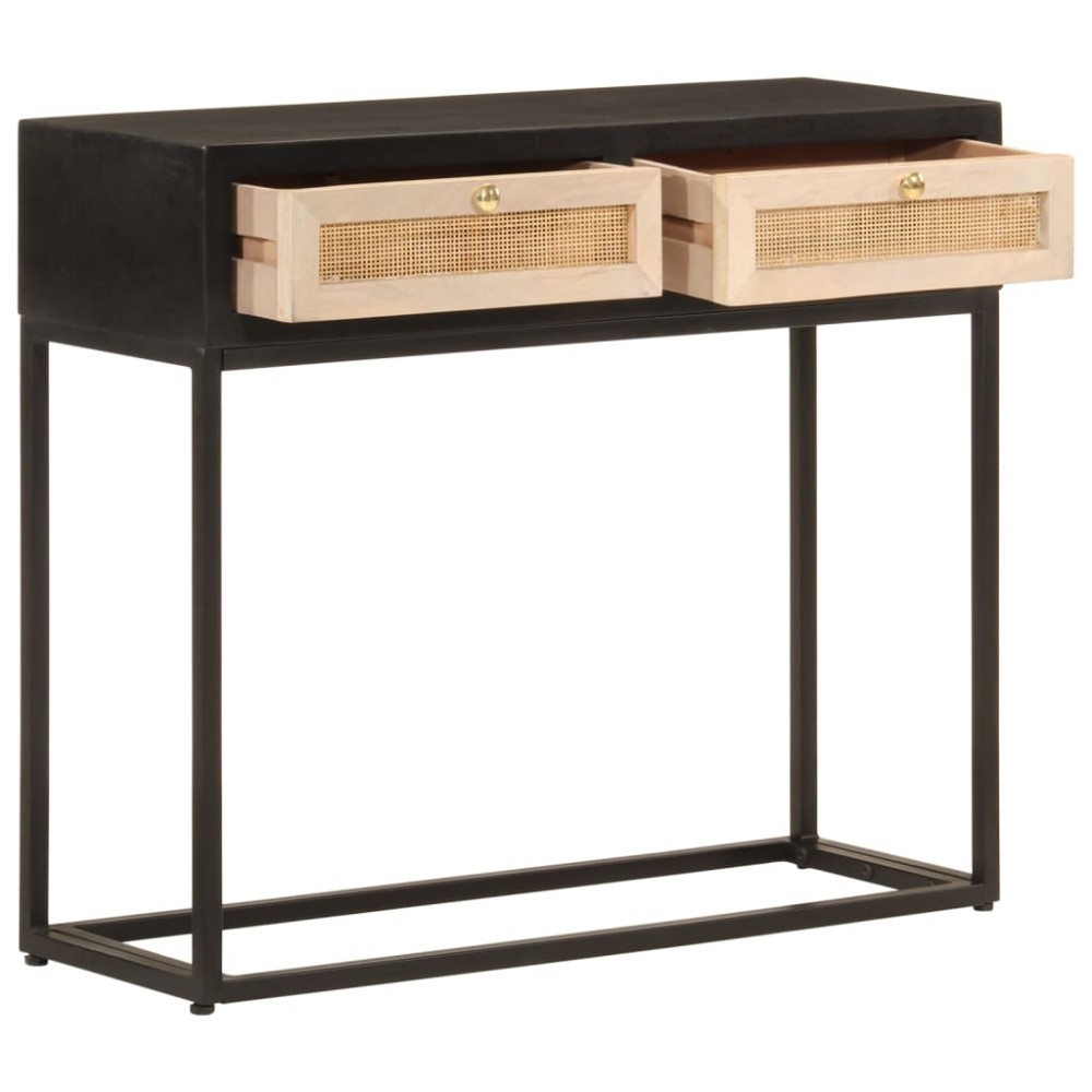 vidaXL Masă consolă, negru, 90x30x76 cm, lemn masiv de mango și fier