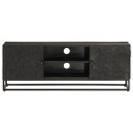 vidaXL Comodă TV, negru, 110x30x40cm, lemn masiv de mango brut și fier