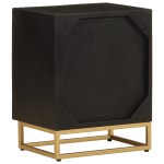 vidaXL Noptieră, neagră, 40x30x50 cm, lemn masiv de mango și fier