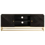 vidaXL Comodă TV, negru, 110x30x40cm, lemn masiv de mango brut și fier vidaXL Comodă TV, negru, 110x30x40cm, lemn masiv de mango brut și fier