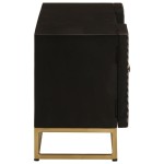 vidaXL Comodă TV, negru, 110x30x40cm, lemn masiv de mango brut și fier vidaXL Comodă TV, negru, 110x30x40cm, lemn masiv de mango brut și fier