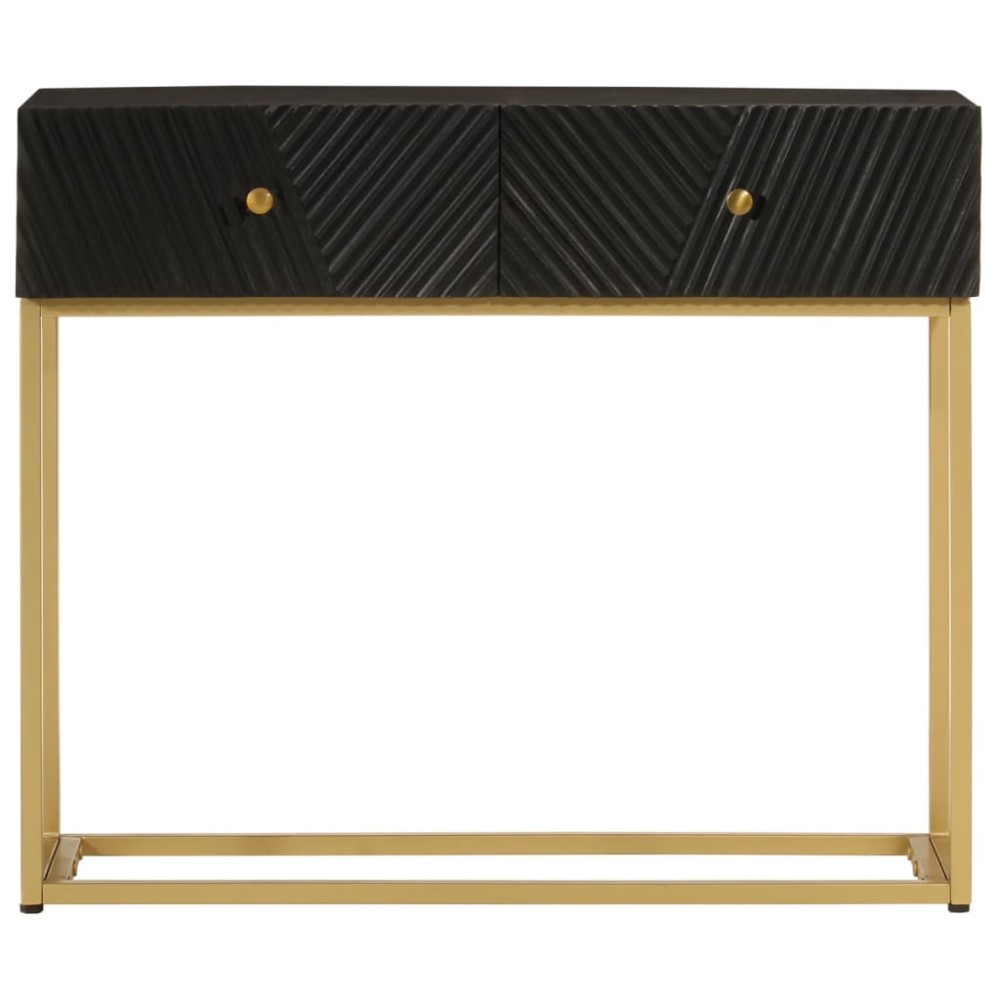 vidaXL Masă consolă, neagră 90x30x76 cm, lemn masiv de mango și fier