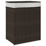vidaXL Coș de rufe cu capac, maro închis, 46x33x60 cm, poliratan vidaXL Coș de rufe cu capac, maro închis, 46x33x60 cm, poliratan