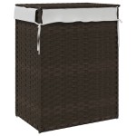 vidaXL Coș de rufe cu capac, maro închis, 46x33x60 cm, poliratan vidaXL Coș de rufe cu capac, maro închis, 46x33x60 cm, poliratan