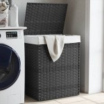 vidaXL Coș de rufe cu capac, gri, 46x33x60 cm, poliratan vidaXL Coș de rufe cu capac, gri, 46x33x60 cm, poliratan