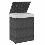 vidaXL Coș de rufe cu capac, gri, 46x33x60 cm, poliratan vidaXL Coș de rufe cu capac, gri, 46x33x60 cm, poliratan