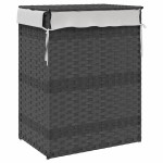 vidaXL Coș de rufe cu capac, gri, 46x33x60 cm, poliratan vidaXL Coș de rufe cu capac, gri, 46x33x60 cm, poliratan