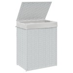vidaXL Coș de rufe cu capac, alb, 46x33x60 cm, poliratan vidaXL Coș de rufe cu capac, alb, 46x33x60 cm, poliratan