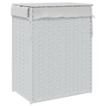 vidaXL Coș de rufe cu capac, alb, 46x33x60 cm, poliratan vidaXL Coș de rufe cu capac, alb, 46x33x60 cm, poliratan