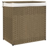 vidaXL Coș de rufe cu 2 secțiuni, 53x35x57 cm, poliratan vidaXL Coș de rufe cu 2 secțiuni, 53x35x57 cm, poliratan