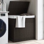 vidaXL Coș de rufe cu 2 secțiuni, maro închis, 53x35x57 cm, poliratan vidaXL Coș de rufe cu 2 secțiuni, maro închis, 53x35x57 cm, poliratan
