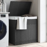 vidaXL Coș de rufe cu 2 secțiuni, gri, 53x35x57 cm, poliratan vidaXL Coș de rufe cu 2 secțiuni, gri, 53x35x57 cm, poliratan
