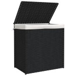 vidaXL Coș de rufe cu 2 secțiuni, negru, 53x35x57 cm, poliratan vidaXL Coș de rufe cu 2 secțiuni, negru, 53x35x57 cm, poliratan