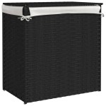vidaXL Coș de rufe cu 2 secțiuni, negru, 53x35x57 cm, poliratan vidaXL Coș de rufe cu 2 secțiuni, negru, 53x35x57 cm, poliratan