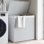 vidaXL Coș de rufe cu 2 secțiuni, alb, 53x35x57 cm, poliratan vidaXL Coș de rufe cu 2 secțiuni, alb, 53x35x57 cm, poliratan