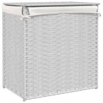 vidaXL Coș de rufe cu 2 secțiuni, alb, 53x35x57 cm, poliratan vidaXL Coș de rufe cu 2 secțiuni, alb, 53x35x57 cm, poliratan