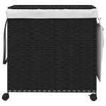 vidaXL Coș de rufe cu roți, negru, 60x35x60,5 cm, ratan vidaXL Coș de rufe cu roți, negru, 60x35x60,5 cm, ratan