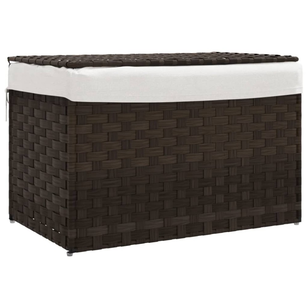 vidaXL Coș de rufe cu capac, maro închis, 55,5x35x34 cm, poliratan