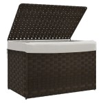 vidaXL Coș de rufe cu capac, maro închis, 55,5x35x34 cm, poliratan vidaXL Coș de rufe cu capac, maro închis, 55,5x35x34 cm, poliratan