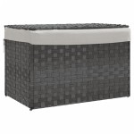 vidaXL Coș de rufe cu capac, gri, 55,5x35x34 cm, poliratan vidaXL Coș de rufe cu capac, gri, 55,5x35x34 cm, poliratan