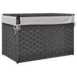 vidaXL Coș de rufe cu capac, gri, 55,5x35x34 cm, poliratan vidaXL Coș de rufe cu capac, gri, 55,5x35x34 cm, poliratan