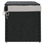 vidaXL Coș de rufe cu capac, negru, 55,5x35x34 cm, poliratan vidaXL Coș de rufe cu capac, negru, 55,5x35x34 cm, poliratan
