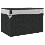 vidaXL Coș de rufe cu capac, negru, 55,5x35x34 cm, poliratan vidaXL Coș de rufe cu capac, negru, 55,5x35x34 cm, poliratan