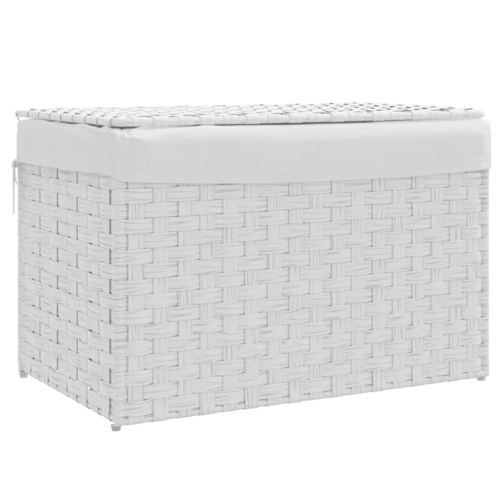 vidaXL Coș de rufe cu capac, alb, 55,5x35x34 cm, poliratan