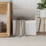 vidaXL Coș de rufe cu capac, alb, 55,5x35x34 cm, poliratan vidaXL Coș de rufe cu capac, alb, 55,5x35x34 cm, poliratan