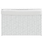 vidaXL Coș de rufe cu capac, alb, 55,5x35x34 cm, poliratan vidaXL Coș de rufe cu capac, alb, 55,5x35x34 cm, poliratan
