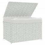 vidaXL Coș de rufe cu capac, alb, 55,5x35x34 cm, poliratan vidaXL Coș de rufe cu capac, alb, 55,5x35x34 cm, poliratan