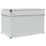 vidaXL Coș de rufe cu capac, alb, 55,5x35x34 cm, poliratan vidaXL Coș de rufe cu capac, alb, 55,5x35x34 cm, poliratan