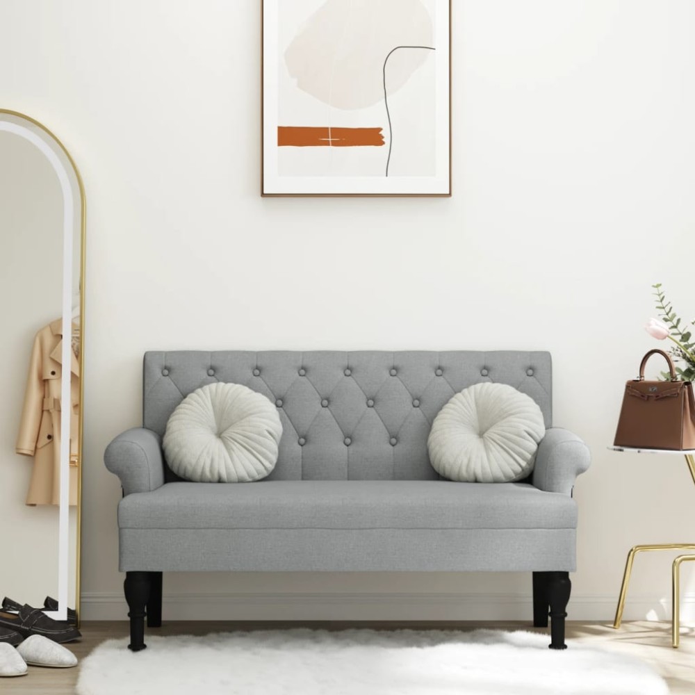 vidaXL Bancă cu spătar, gri deschis, 120x62x75,5 cm, textil