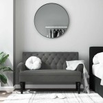 vidaXL Bancă cu spătar, gri închis, 120x62x75,5 cm, material textil vidaXL Bancă cu spătar, gri închis, 120x62x75,5 cm, material textil