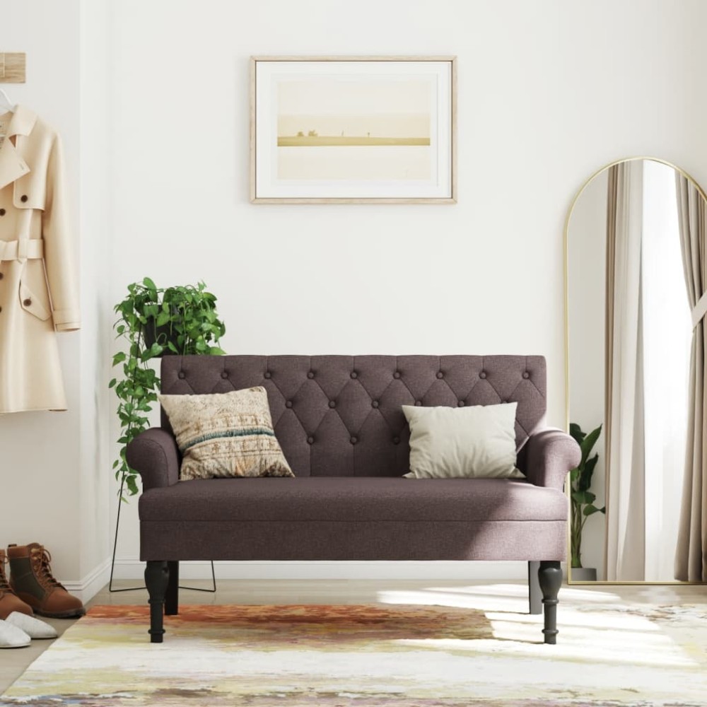 vidaXL Banchetă cu spătar, maro închis, 120x62x75,5 cm, textil