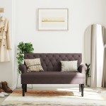 vidaXL Banchetă cu spătar, maro închis, 120x62x75,5 cm, textil vidaXL Banchetă cu spătar, maro închis, 120x62x75,5 cm, textil