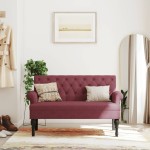 vidaXL Bancă cu spătar, roșu vin, 120x62x75,5 cm, textil