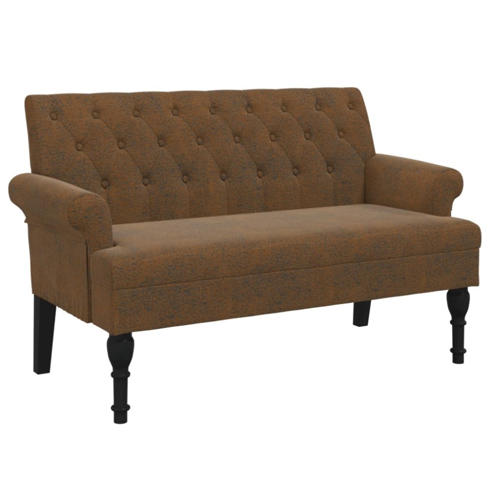 vidaXL Banchetă cu spătar maro 120x62x75,5 cm piele întoarsă ecologică
