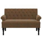 vidaXL Banchetă cu spătar maro 120x62x75,5 cm piele întoarsă ecologică vidaXL Banchetă cu spătar maro 120x62x75,5 cm piele întoarsă ecologică