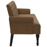 vidaXL Banchetă cu spătar maro 120x62x75,5 cm piele întoarsă ecologică vidaXL Banchetă cu spătar maro 120x62x75,5 cm piele întoarsă ecologică