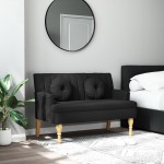 vidaXL Banchetă cu perne, negru, 113x64,5x75,5 cm, textil vidaXL Banchetă cu perne, negru, 113x64,5x75,5 cm, textil