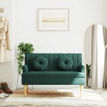 vidaXL Banchetă cu perne, verde închis, 113x64,5x75,5 cm, textil vidaXL Banchetă cu perne, verde închis, 113x64,5x75,5 cm, textil