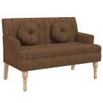vidaXL Banchetă spătar maro 113x64,5x75,5 cm, piele întoarsă ecologică vidaXL Banchetă spătar maro 113x64,5x75,5 cm, piele întoarsă ecologică