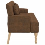 vidaXL Banchetă spătar maro 113x64,5x75,5 cm, piele întoarsă ecologică vidaXL Banchetă spătar maro 113x64,5x75,5 cm, piele întoarsă ecologică