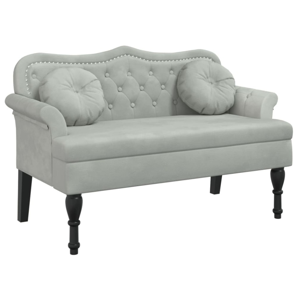 vidaXL Banchetă cu perne, gri deschis, 120,5x65x75 cm, catifea