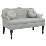 vidaXL Banchetă cu perne, gri deschis, 120,5x65x75 cm, catifea vidaXL Banchetă cu perne, gri deschis, 120,5x65x75 cm, catifea