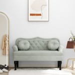 vidaXL Banchetă cu perne, gri deschis, 120,5x65x75 cm, catifea vidaXL Banchetă cu perne, gri deschis, 120,5x65x75 cm, catifea