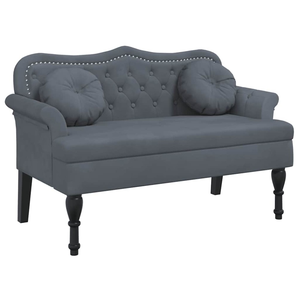 vidaXL Banchetă cu perne, gri închis, 120,5x65x75 cm, catifea
